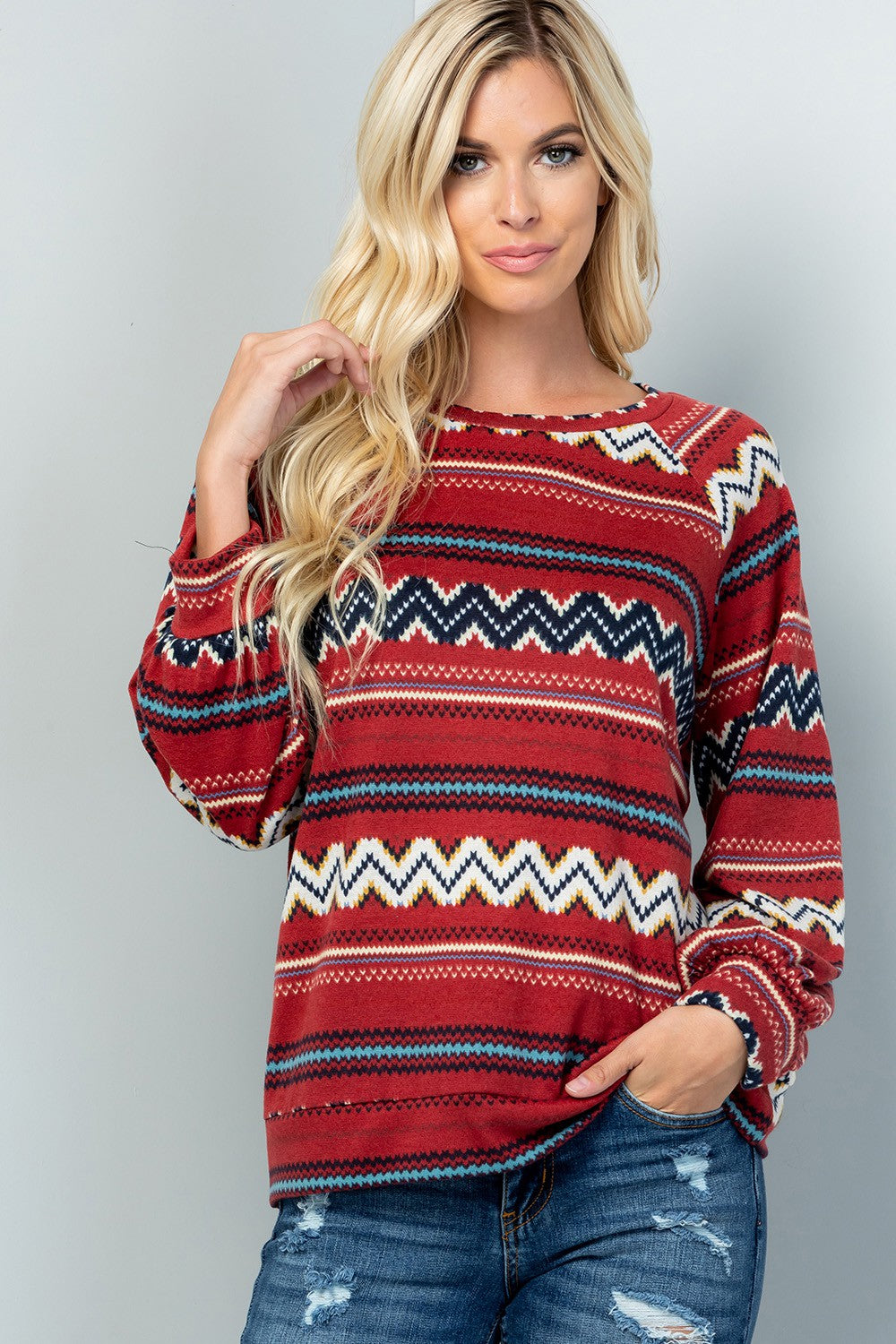 Plus Aztec Print Top