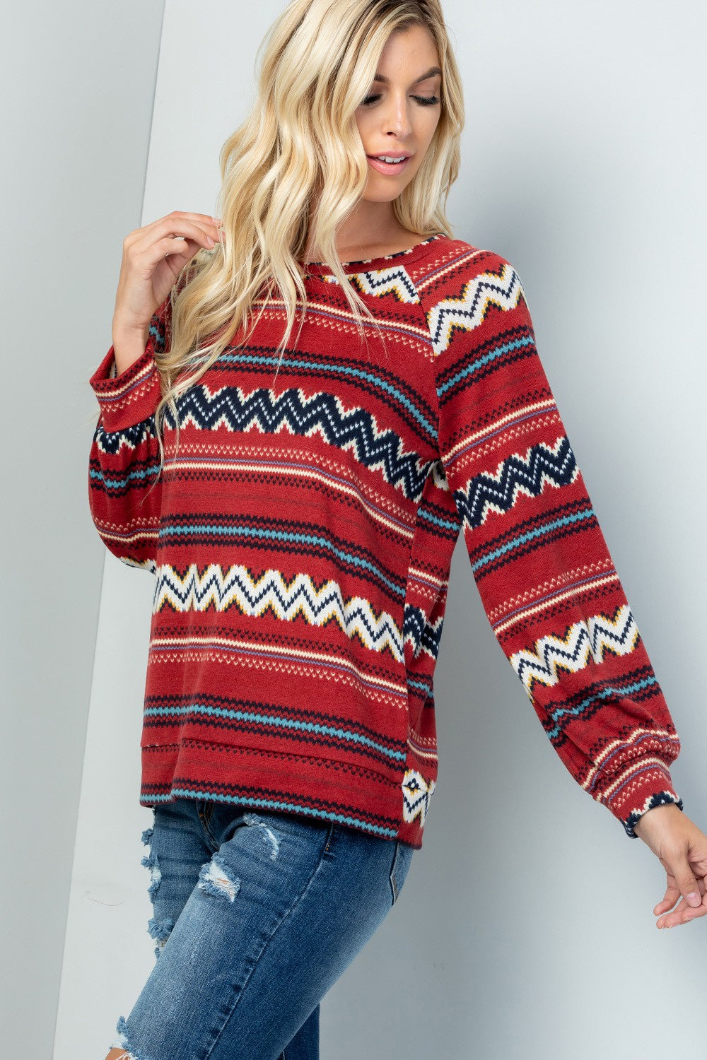 Plus Aztec Print Top