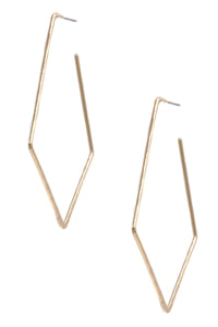 Brass Metal Diamond Shape Earrings