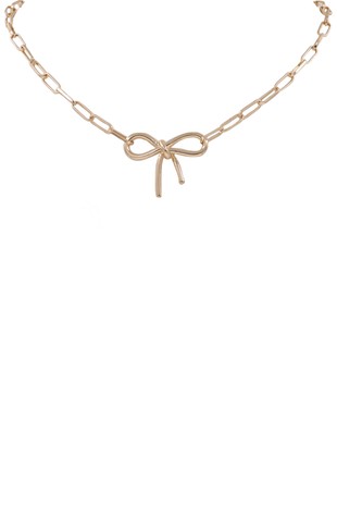 Brass Metal Chain Bow Necklace