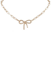 Brass Metal Chain Bow Necklace