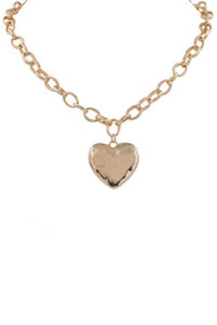 Metal Chain Heart Pendant Necklace