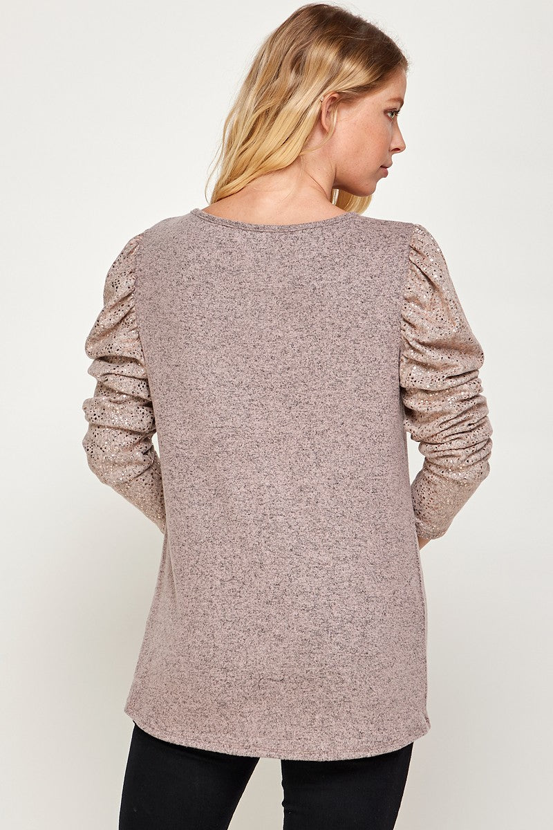 Plus Sparkle Puff Sleeve Top