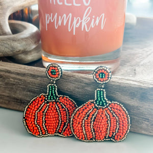 Beaded Pumpkin Earrings