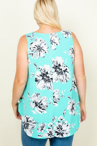 Plus Floral Sleeveless Tunic Top