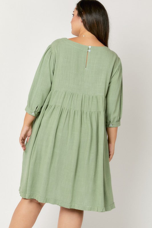 Solid Round Neck 3/4 Sleeve Midi Dress Emilee Lynn Boutique Solid Round Neck 3/4 Sleeve Midi Dress Emilee Lynn Boutique