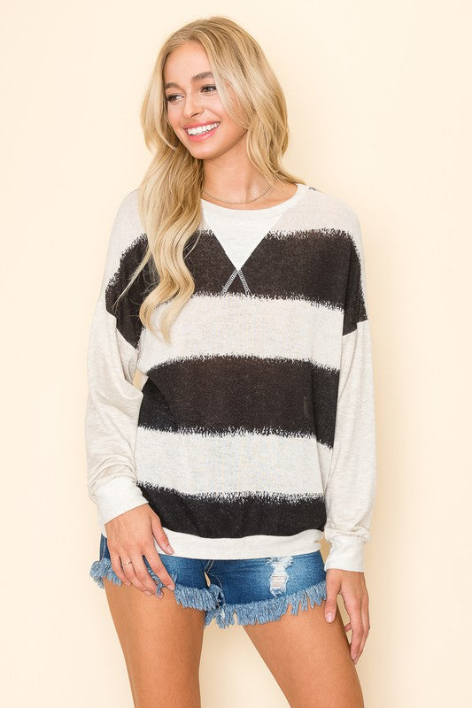 Color Block Long Sleeve Top